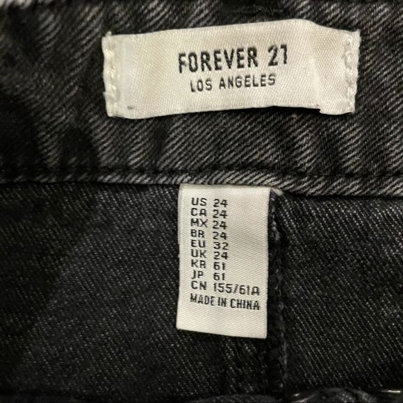 Forever 21 Washed Black Denim Roses Jean Skirt - Picture 2 of 5